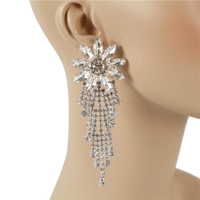 Crystal Flower Long Earring