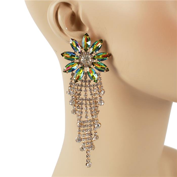 Crystal Flower Long Earring