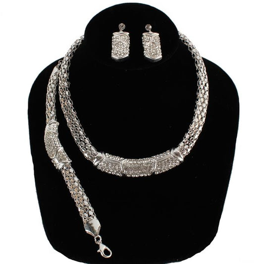 Metal Chain Stones 3Pcs Necklace Set