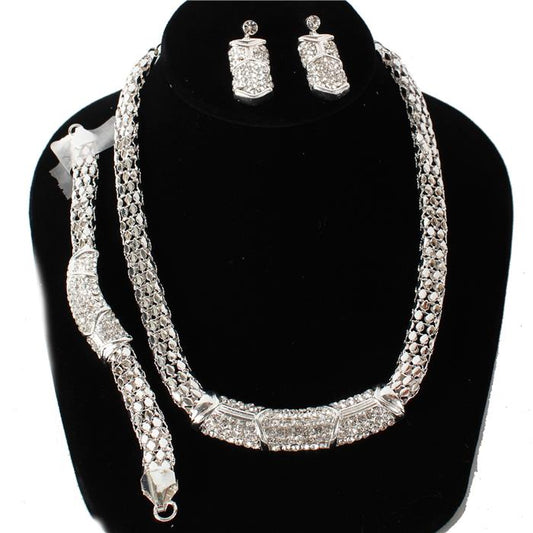 Metal X Chain 3Ps Necklace Set