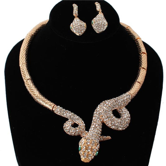 Fashion Crystal Snake Necklace Set