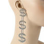 Rhinestones Long Money Sign Earring