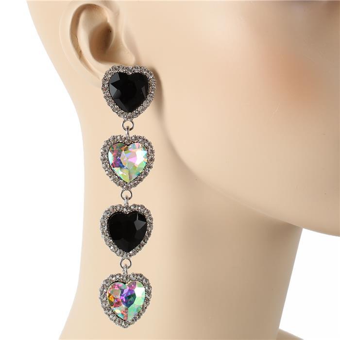 Crystal Heart Long Earring