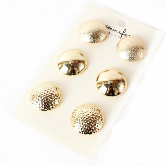 Metal Three Round Pairs Earring