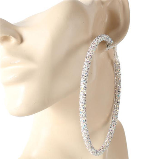 90MM Rhinestone Tube Hoop Earring