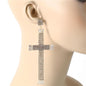 Rhinestones Long Cross Earring