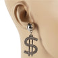 Metal Stones Money Sign Earring