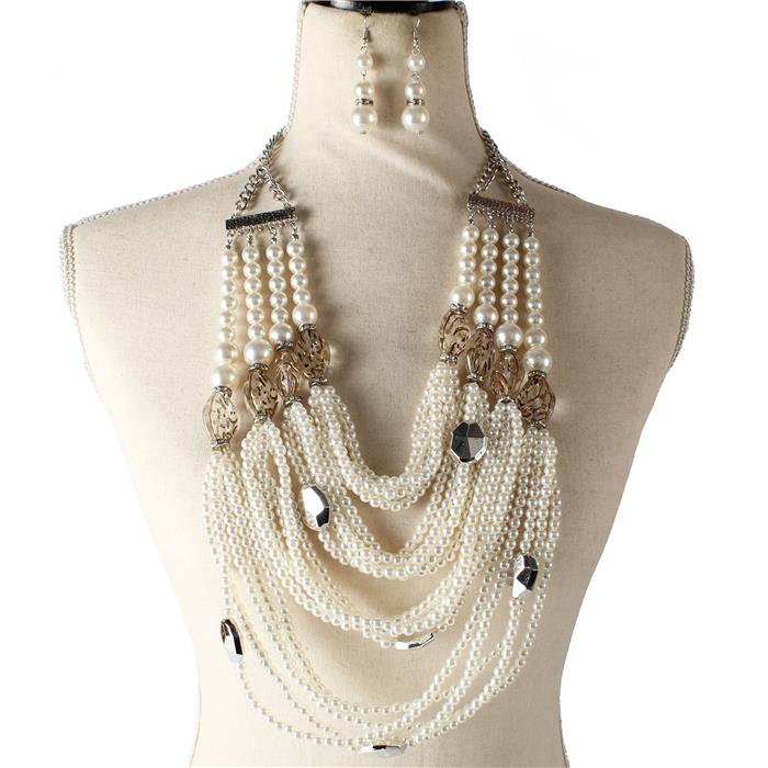 Pearls Long Necklace Set