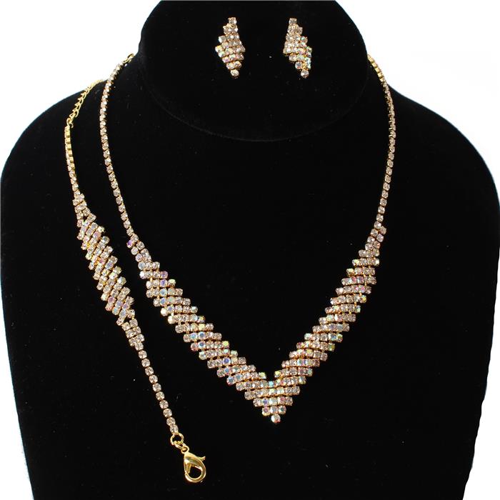 JR Rhinestones Casting 3 Pcs Necklace Set