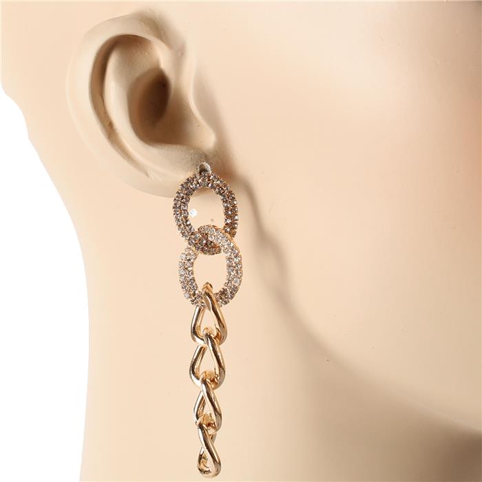 Stones Metal Chain Earring