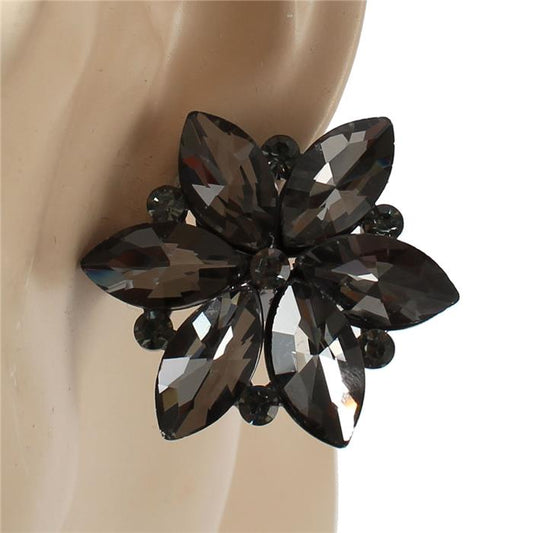 Crystal  Flower Clip-On Earring