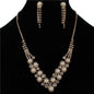 Rhinestones Pearls Necklace Set