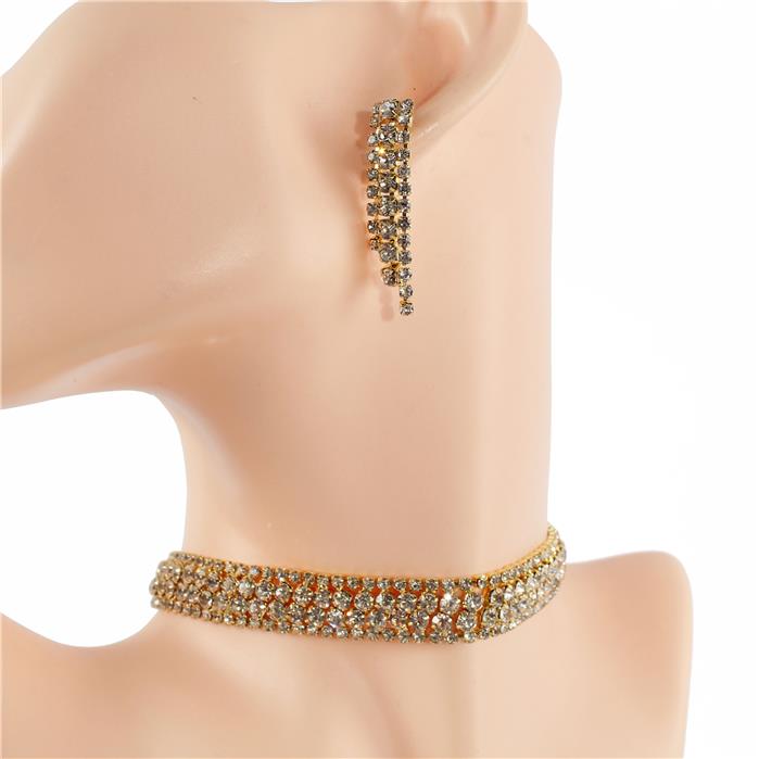 Rhinestones Casting Choker Necklace Set