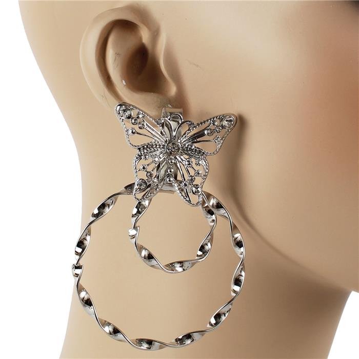 Metal Butterfly Round Earring