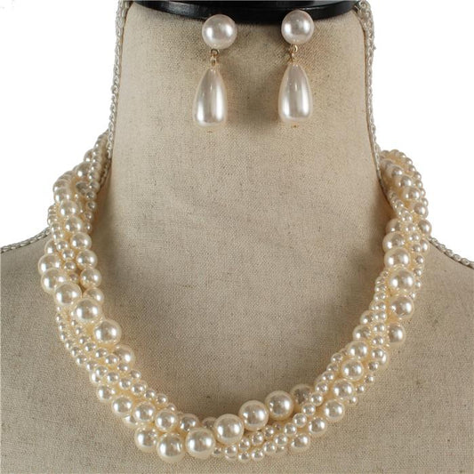 Pearls Twisted Necklace Set