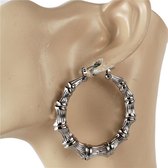 50mm Metal Hammered Hoop Earring