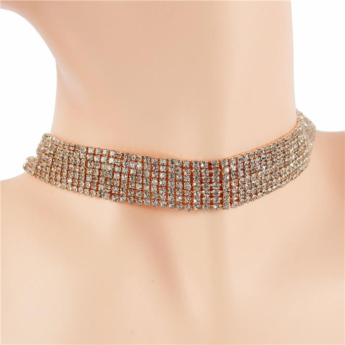 Cubic Zirconia 6 Lines Choker Necklace