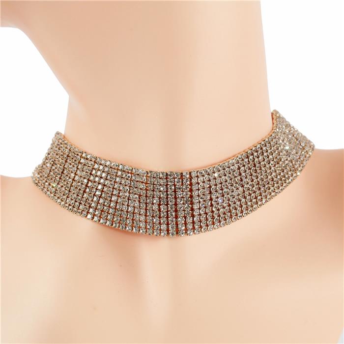 Cubic Zirconia 10 Lines Choker Necklace