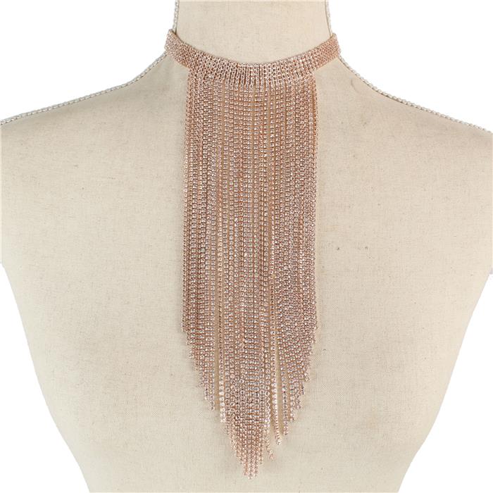 Cubic Zirconia Fringed Choker Necklace