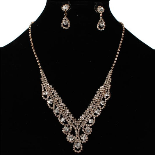 Rhinestones Swirl Necklace Set