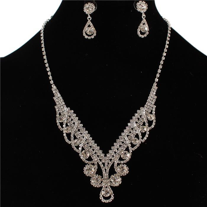 Rhinestones Swirl Necklace Set