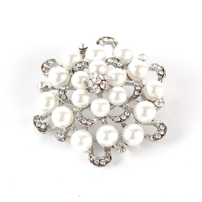 Pearls Stones Round Brooch