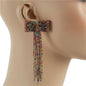 Rhinestones Long Bow Earring