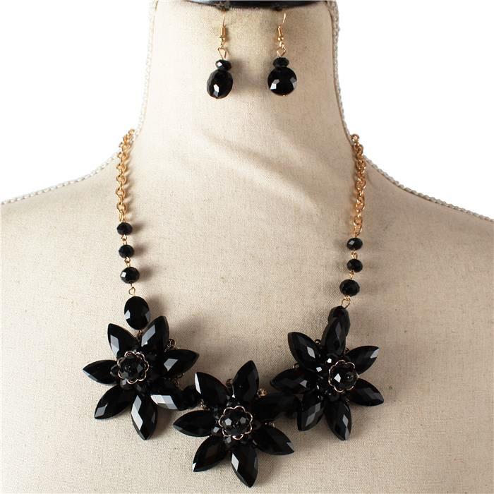 Fashion Crystal Beads Flower Necklace Set