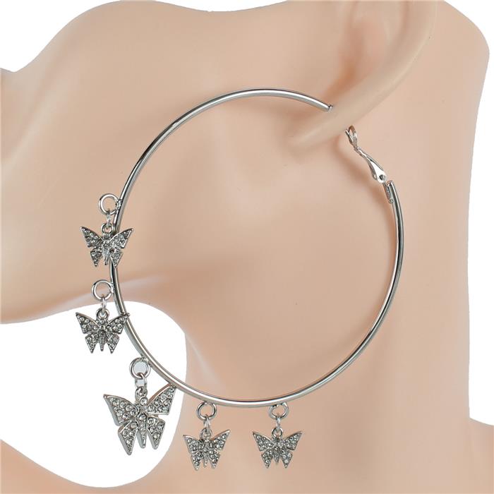 Metal Charms Butterfly Hoop Earring