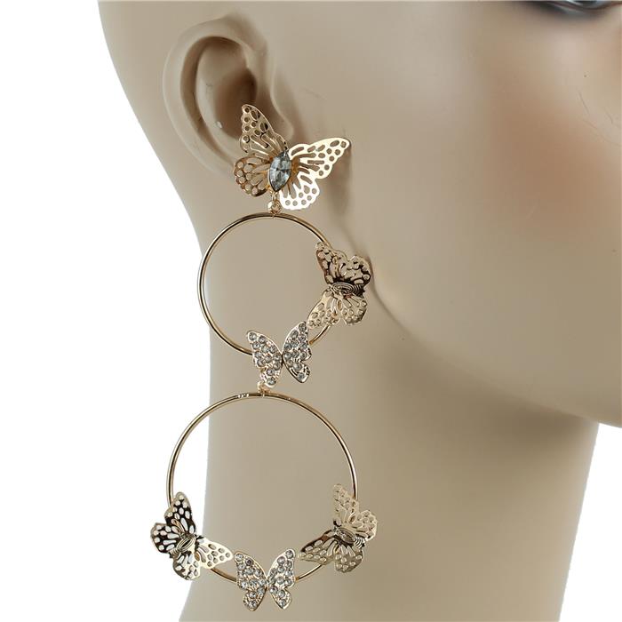 Metal Long Butterfly Earring