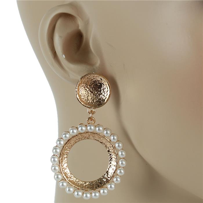 Metal Pearl Dangling Earring