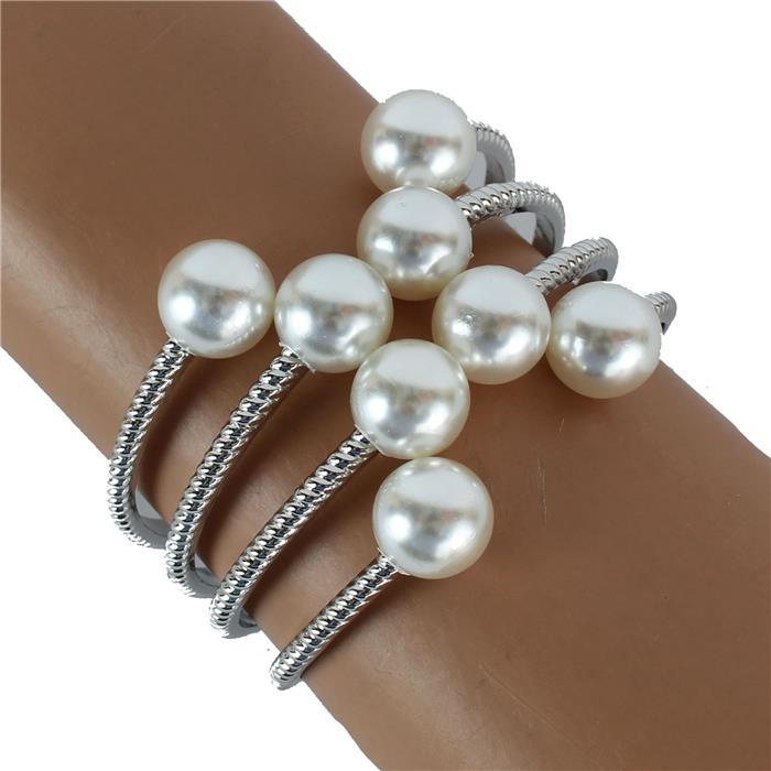 Metal Pearl Cuff Bangle