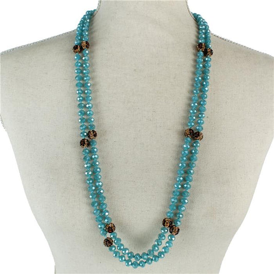 Crystal Beads Long Necklace