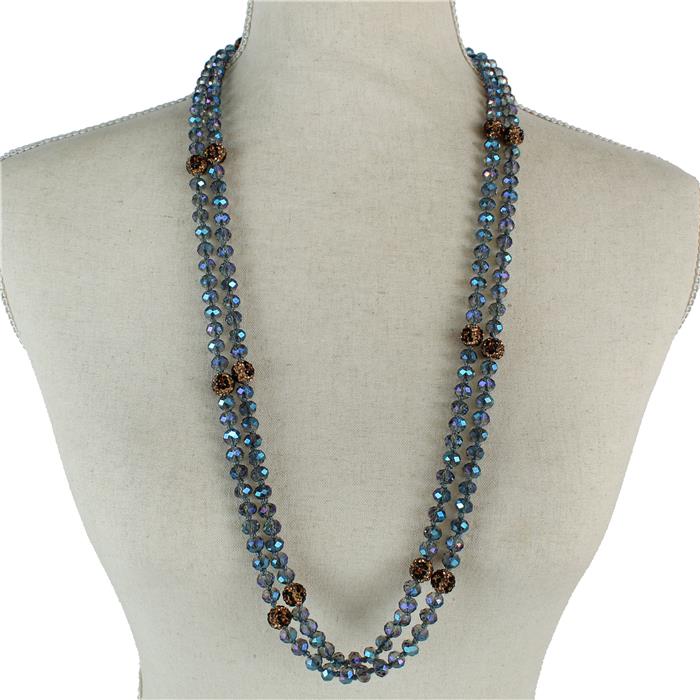 Crystal Beads Long Necklace