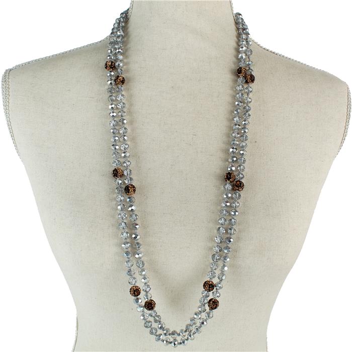 Crystal Beads Long Necklace