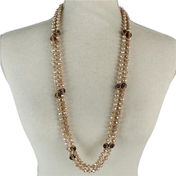 Crystal Beads Long Necklace