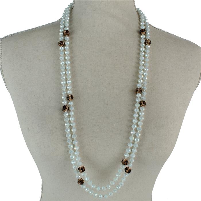 Crystal Beads Long Necklace