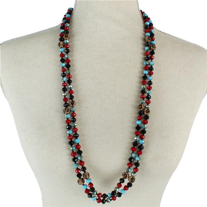 Crystal Beads Long Necklace