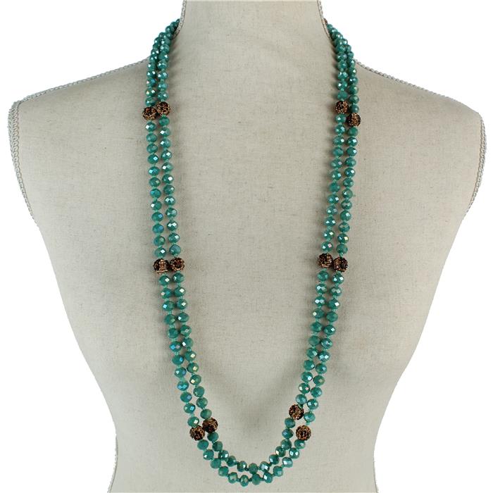 Crystal Beads Long Necklace