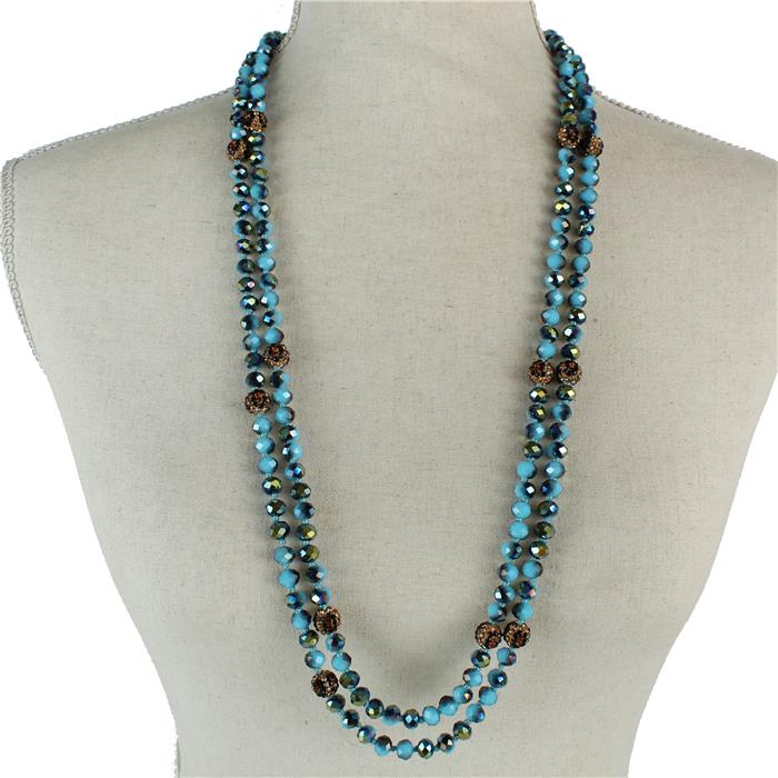 Crystal Beads Long Necklace