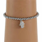 Stainless Steel Charm Hamsa Stretch Bracelet