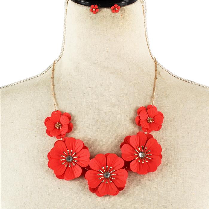 Fashion Metal Flower Necklace Set