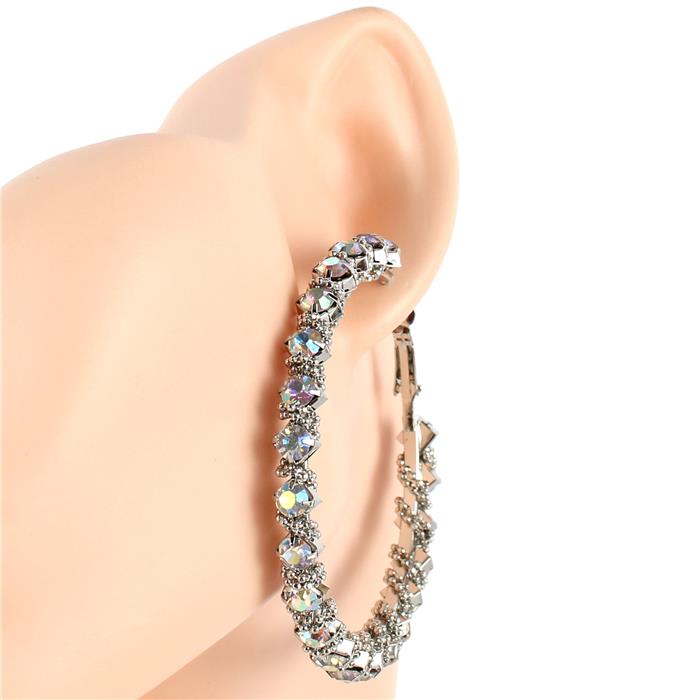 Metal Crystal Hoop Earring