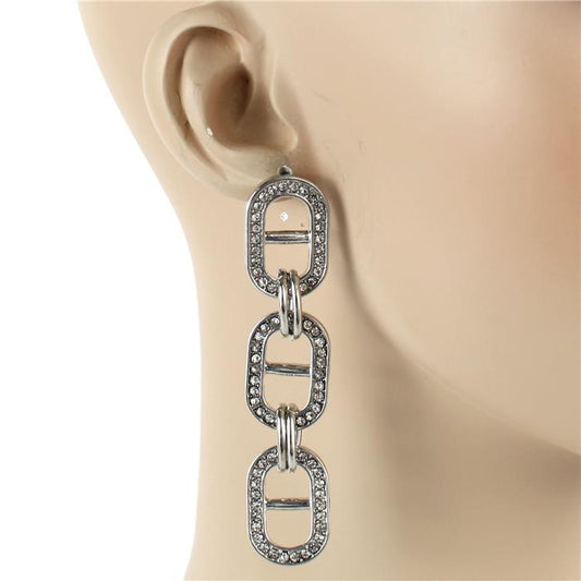 Metal Stones Oval Earring