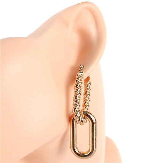 Metal Oval Double Hoop Earring