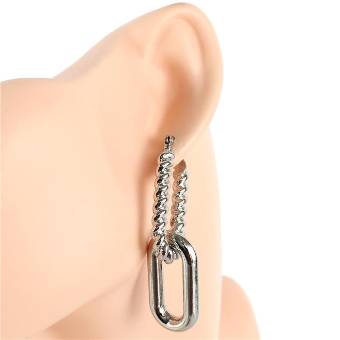 Metal Oval Double Hoop Earring