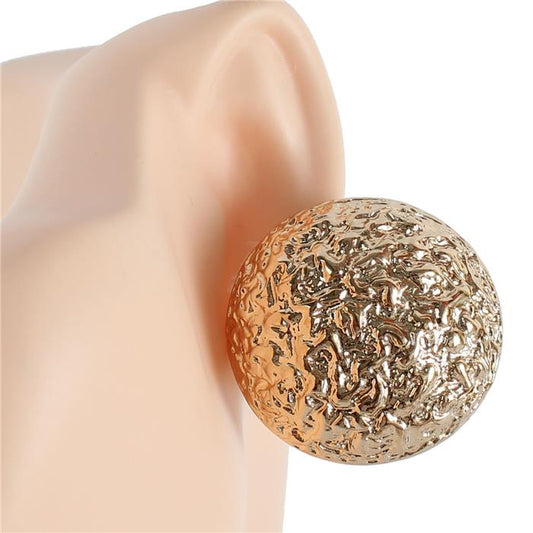 Metal Hammered Round Clip-On Earring