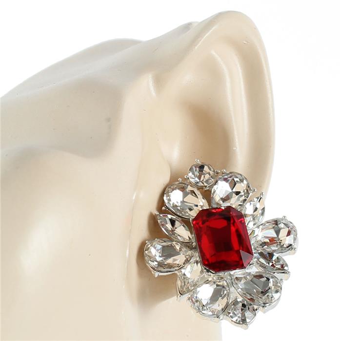 Clip On Crystal Oval Square Earring