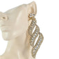 Stones Swirl Long Clip-On Earring