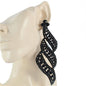 Stones Swirl Long Clip-On Earring